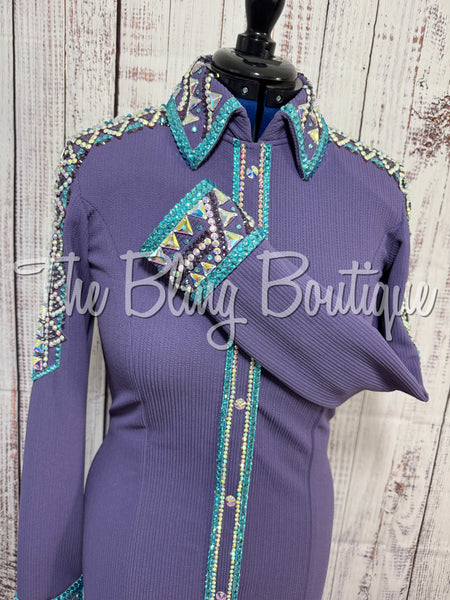 Purple & Turquoise Day Shirt Set (Medium)