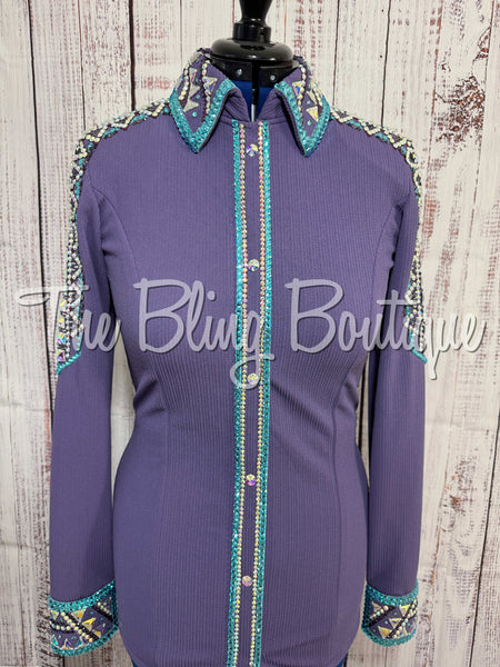 Purple & Turquoise Day Shirt Set (Medium)