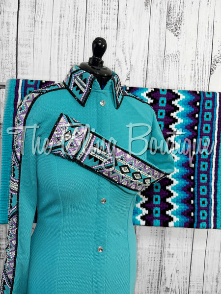 Teal & Purple Day Shirt Set (Medium)