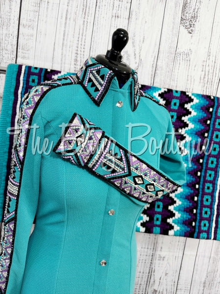 Teal & Purple Day Shirt Set (Medium)
