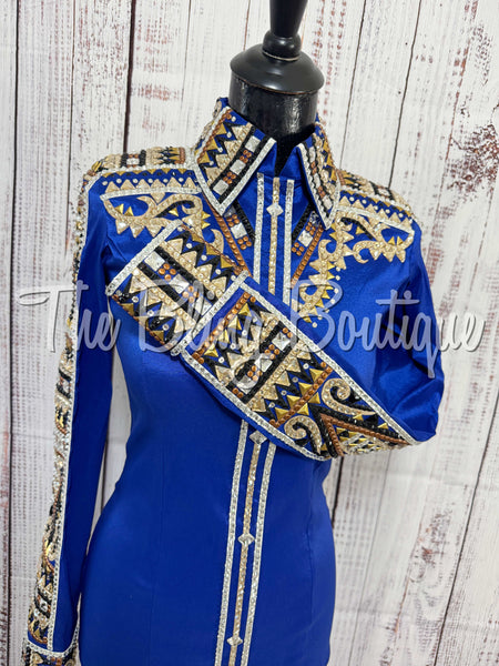 Royal Blue, Tan, Rust & Black Day Shirt Set (Small)