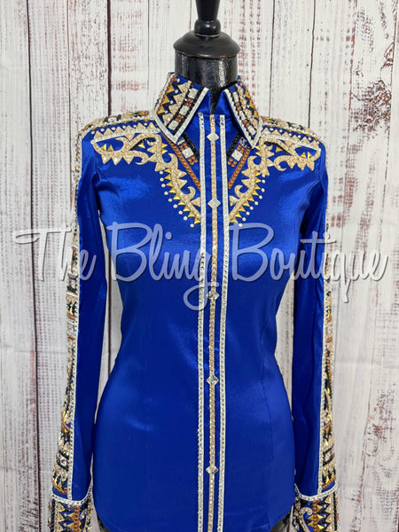 Royal Blue, Tan, Rust & Black Day Shirt Set (Small)