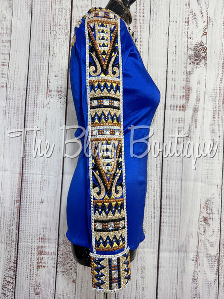 Royal Blue, Tan, Rust & Black Day Shirt Set (Small)