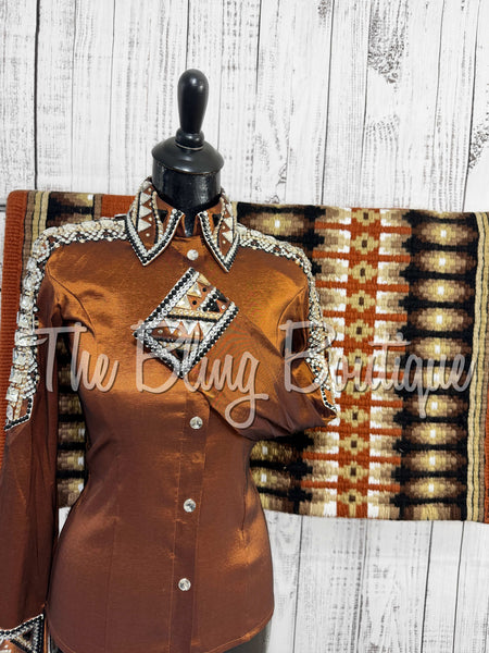 Rust, Tan, Black & White Day Shirt Set (XS)