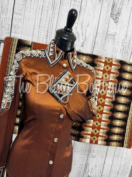 Rust, Tan, Black & White Day Shirt Set (XS)