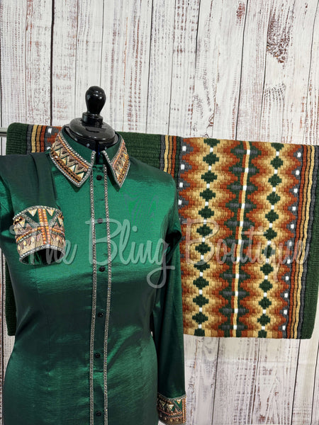 Hunter Green, Rust & Charcoal Day Shirt Set (L)