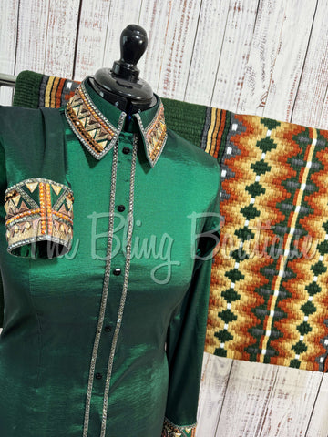 Hunter Green, Rust & Charcoal Day Shirt Set (L)