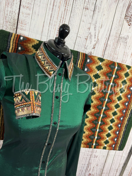 Hunter Green, Rust & Charcoal Day Shirt Set (L)