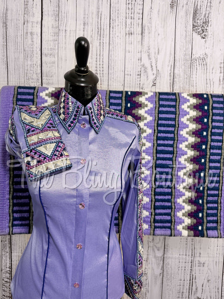 RE-ORDER Lavender & Navy Blue Day Shirt Set (Choose Your Size)