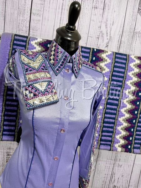 RE-ORDER Lavender & Navy Blue Day Shirt Set (Choose Your Size)