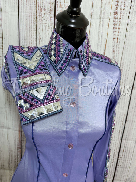 RE-ORDER Lavender & Navy Blue Day Shirt Set (Choose Your Size)