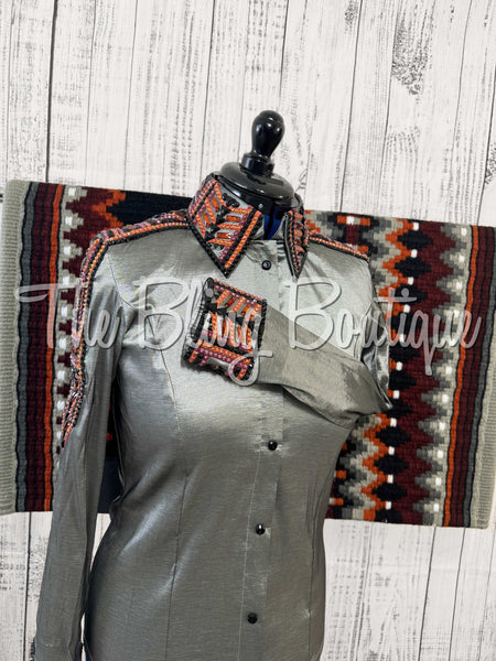 Pewter Grey, Copper, Burgundy & Black Day Shirt Set (Medium)