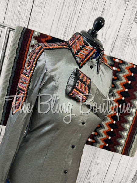 Pewter Grey, Copper, Burgundy & Black Day Shirt Set (Medium)
