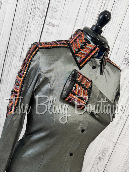 Pewter Grey, Copper, Burgundy & Black Day Shirt Set (Medium)