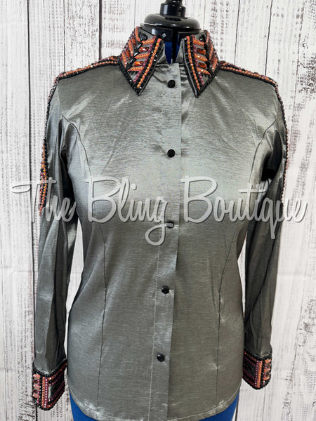 Pewter Grey, Copper, Burgundy & Black Day Shirt Set (Medium)