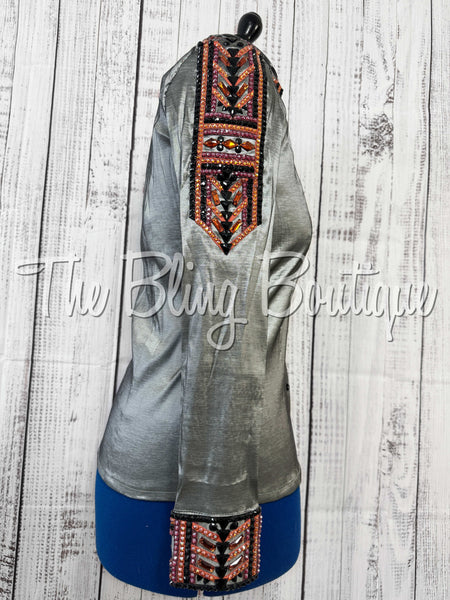 Pewter Grey, Copper, Burgundy & Black Day Shirt Set (Medium)