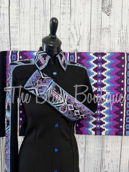 Black, Periwinkle & Purple Day Shirt Set (Small)