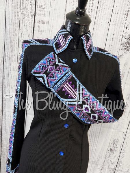 Black, Periwinkle & Purple Day Shirt Set (Small)