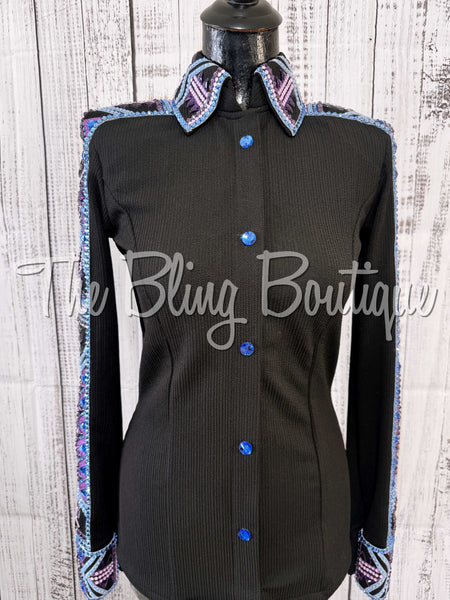 Black, Periwinkle & Purple Day Shirt Set (Small)