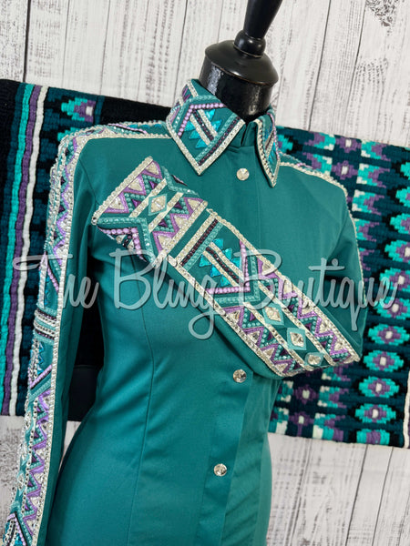 Teal, Purple & White Day Shirt Set (Small)