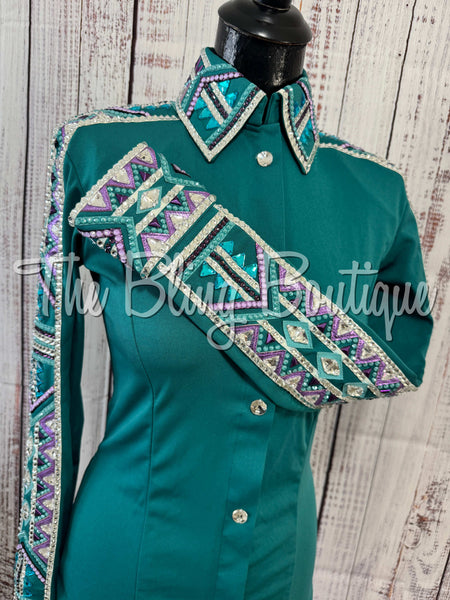 Teal, Purple & White Day Shirt Set (Small)
