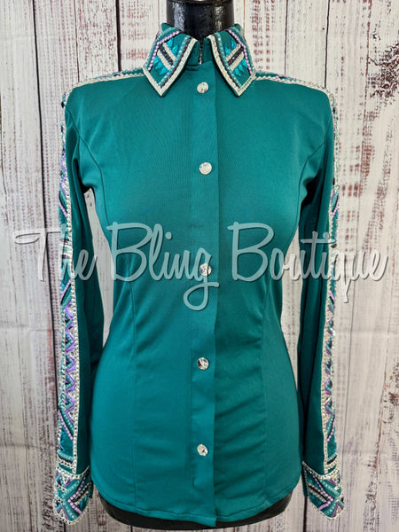 Teal, Purple & White Day Shirt Set (Small)