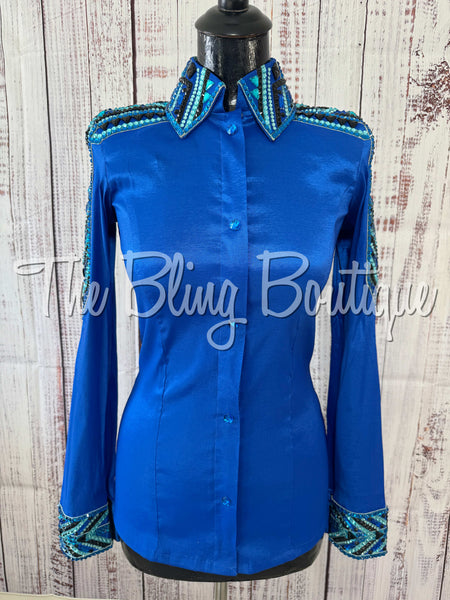 Royal Blue, Teal & Turquoise Day Shirt Set (Small)