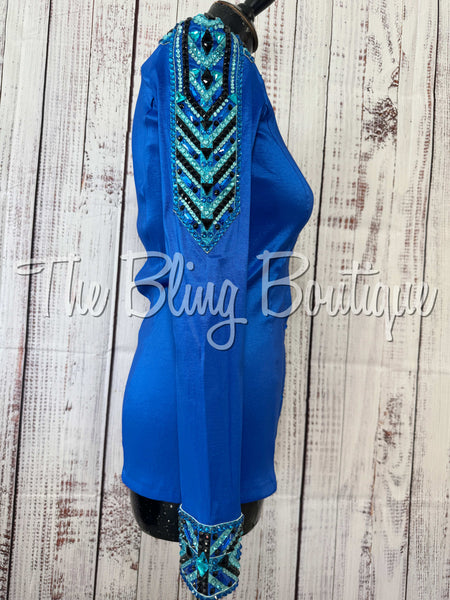 Royal Blue, Teal & Turquoise Day Shirt Set (Small)