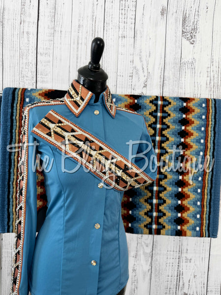 Periwinkle, Copper & Tan Day Shirt Set (Small)