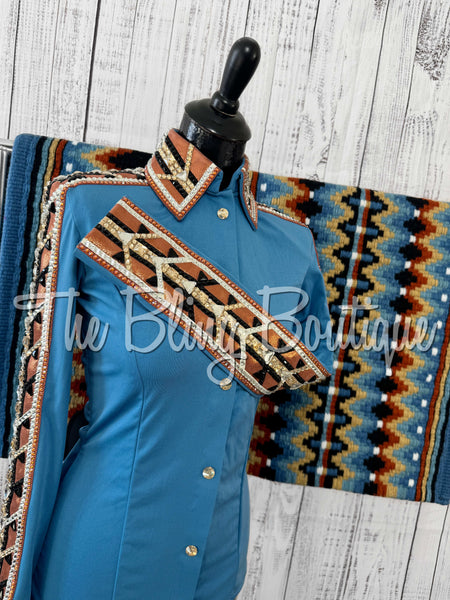 Periwinkle, Copper & Tan Day Shirt Set (Small)