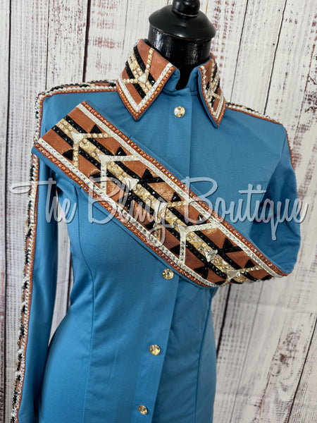 Periwinkle, Copper & Tan Day Shirt Set (Small)