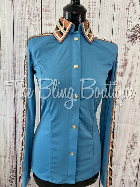 Periwinkle, Copper & Tan Day Shirt Set (Small)