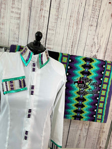White, Purple & Jade Day Shirt Set (XL)