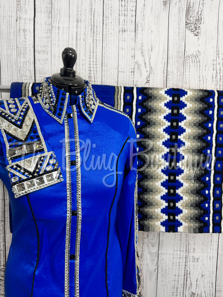 RE-ORDER Royal Blue & Grey Day Shirt Set (Choose Your Size)