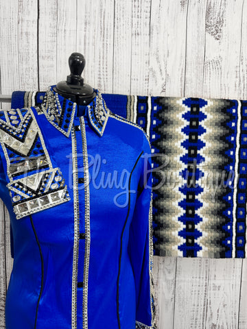 RE-ORDER Royal Blue & Grey Day Shirt Set (Choose Your Size)
