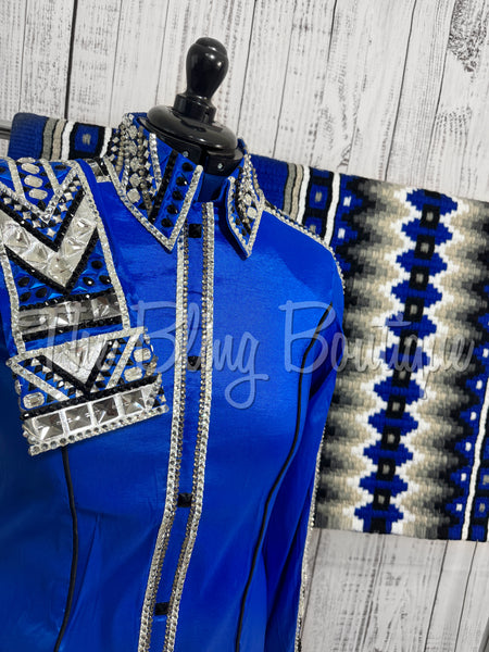 RE-ORDER Royal Blue & Grey Day Shirt Set (Choose Your Size)