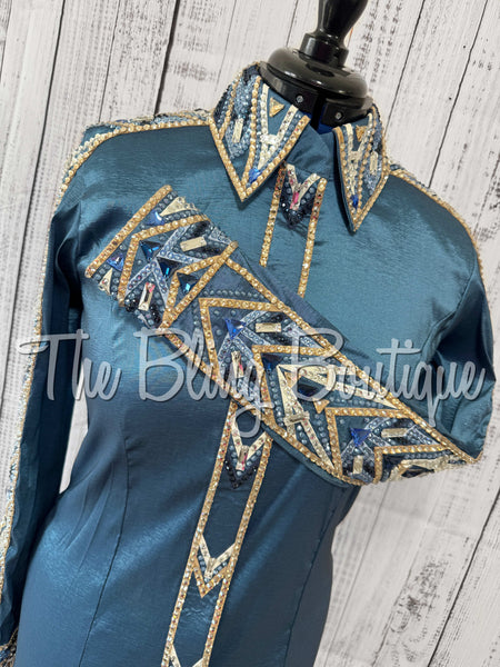 Smokey Blue, Periwinkle, Tan & White Day Shirt Set (Large)