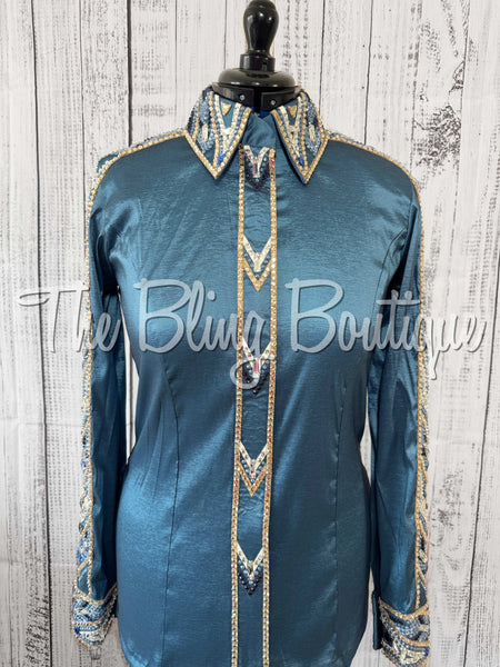 Smokey Blue, Periwinkle, Tan & White Day Shirt Set (Large)