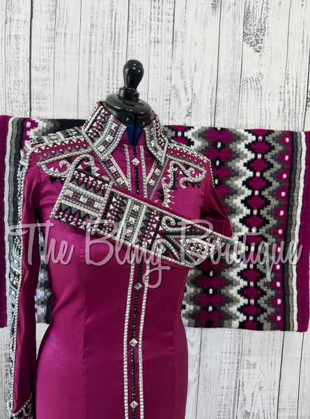 Raspberry, Charcoal & Black Day Shirt Set (Medium)