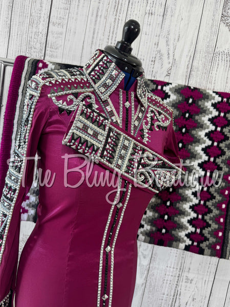 Raspberry, Charcoal & Black Day Shirt Set (Medium)