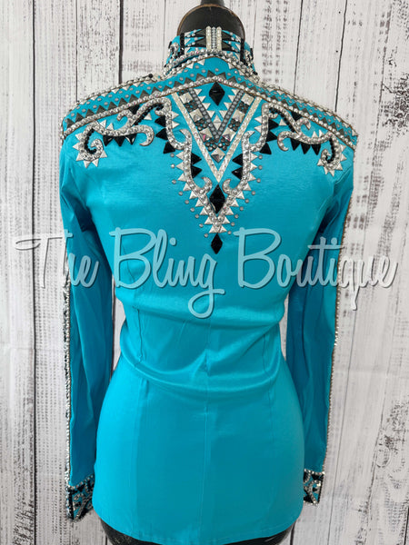 Turquoise, Black & Charcoal Day Shirt Set (Small)