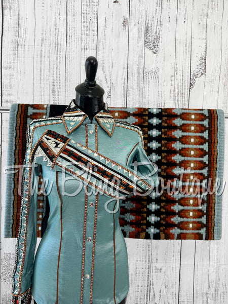 RE-ORDER Soft Mint & Rust Day Shirt Set (Choose Your Size)