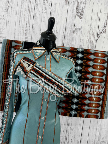 RE-ORDER Soft Mint & Rust Day Shirt Set (Choose Your Size)