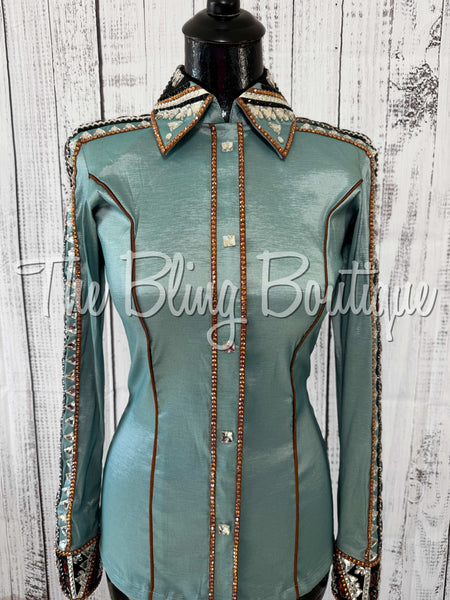 RE-ORDER Soft Mint & Rust Day Shirt Set (Choose Your Size)