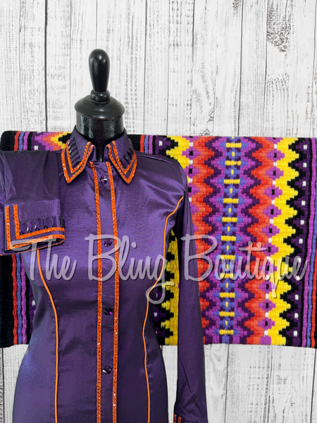 Purple & Orange Simple Day Shirt Set (Small)