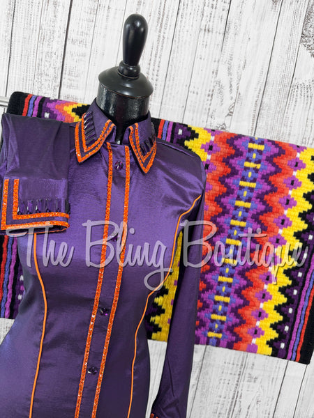 Purple & Orange Simple Day Shirt Set (Small)