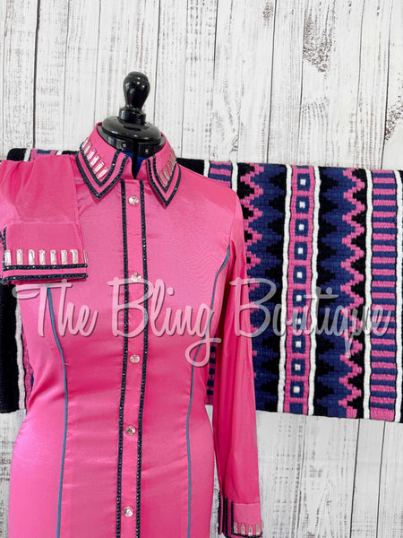 Pink & Navy Simple Day Shirt Set (Medium)