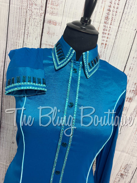 Dark Turquoise & Light Turquoise Simple Day Shirt Set (XL)