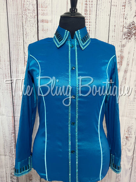 Dark Turquoise & Light Turquoise Simple Day Shirt Set (XL)