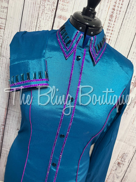Turquoise & Purple Simple Day Shirt Set (Large)